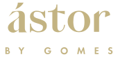 A logo with the text "astor by gomes" in a stylized font.